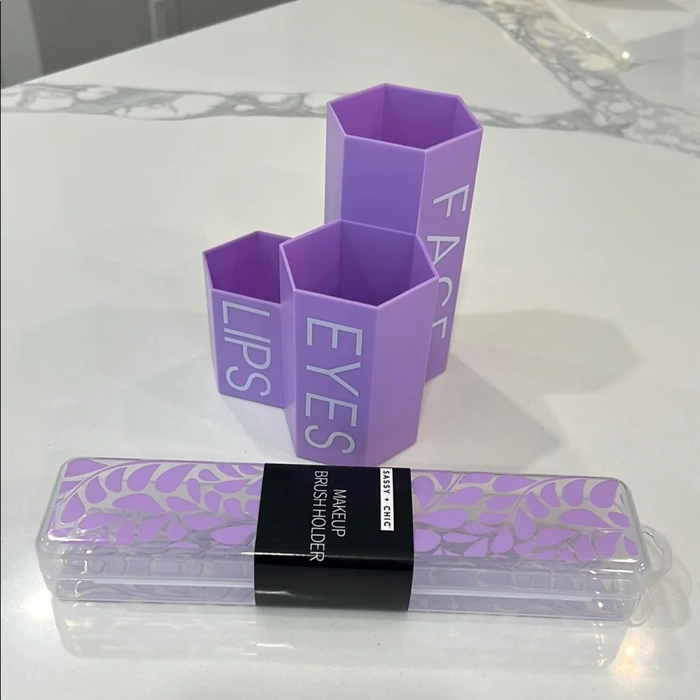 💜💄Purple Makeup Brush Holder Set